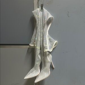 Sparkling Silver Rhinestone Boots
